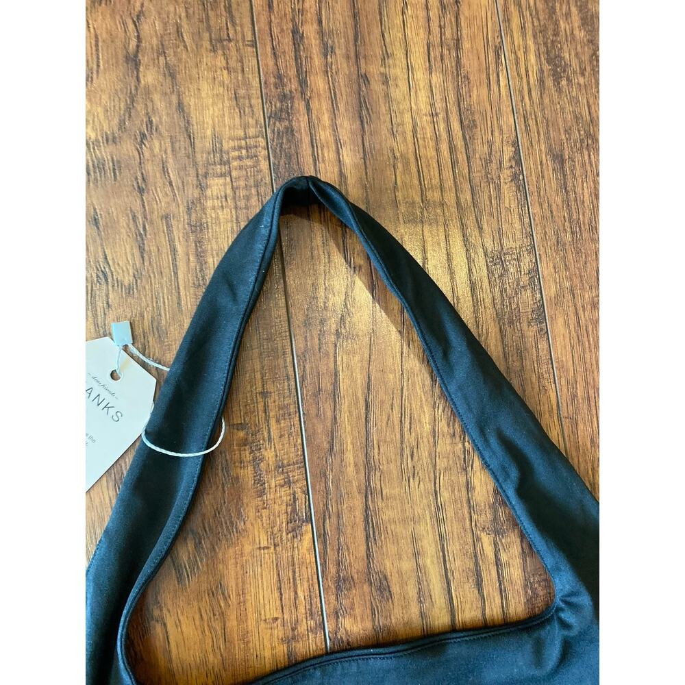 BERRYOU BLACK BODYSUIT Womens M Halter Snap Closure Stretch NWT - Picture 6 of 7